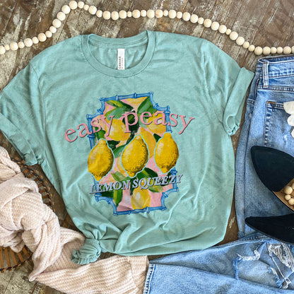 Easy Peasy Lemo Squeezy Sublimation Design PNG Digital Download Printable Summer Preppy