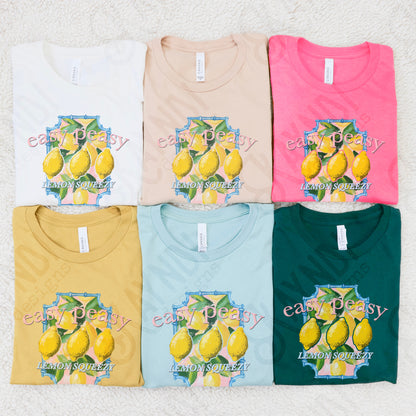 Easy Peasy Lemo Squeezy Sublimation Design PNG Digital Download Printable Summer Preppy