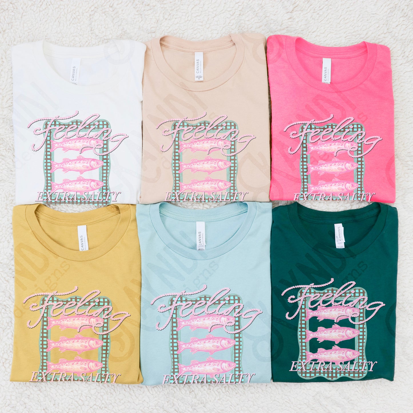 Feeling Extra Salty Sublimation Design PNG Digital Download Printable Sardines Preppy Pink