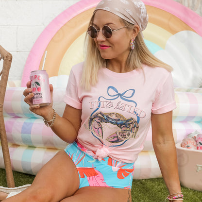 Fit to be Tied Sublimation Design PNG Digital Download Printable Crab Preppy Bow