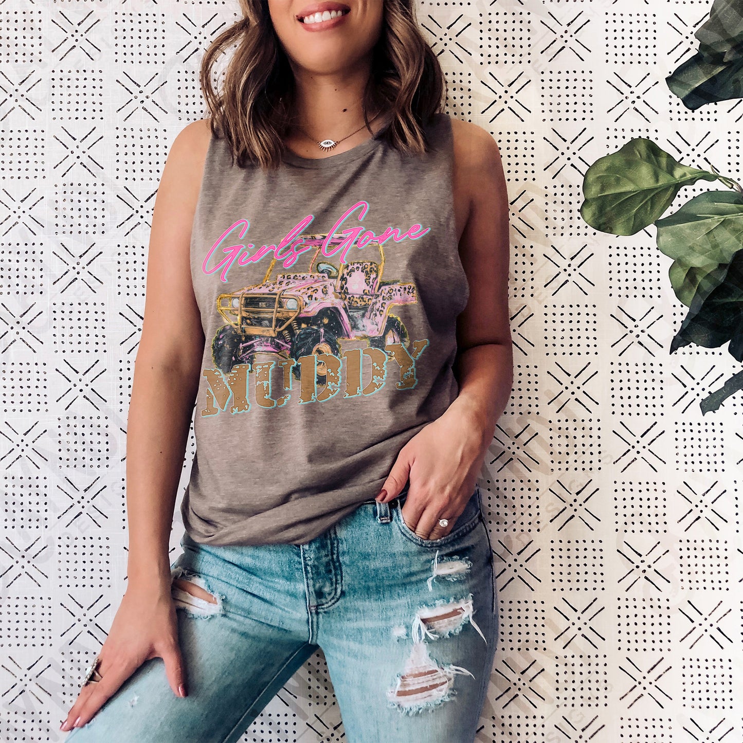 Girls Gone Muddy Sublimation Design PNG Digital Download Printable 4x4 ATV Cheetah