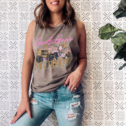 Girls Gone Muddy Sublimation Design PNG Digital Download Printable 4x4 ATV Cheetah