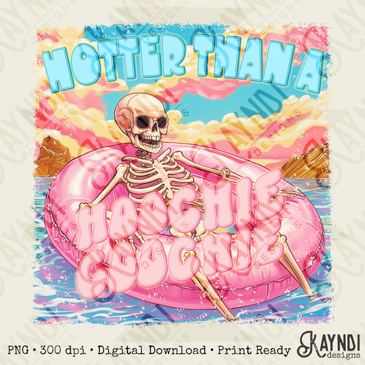 Hoochie Coochie Sublimation Design PNG Digital Download Printable Skeleton Floating Summer