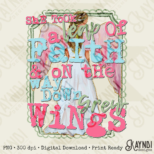 Leap of Faith Sublimation Design PNG Digital Download Printable Angel Christian