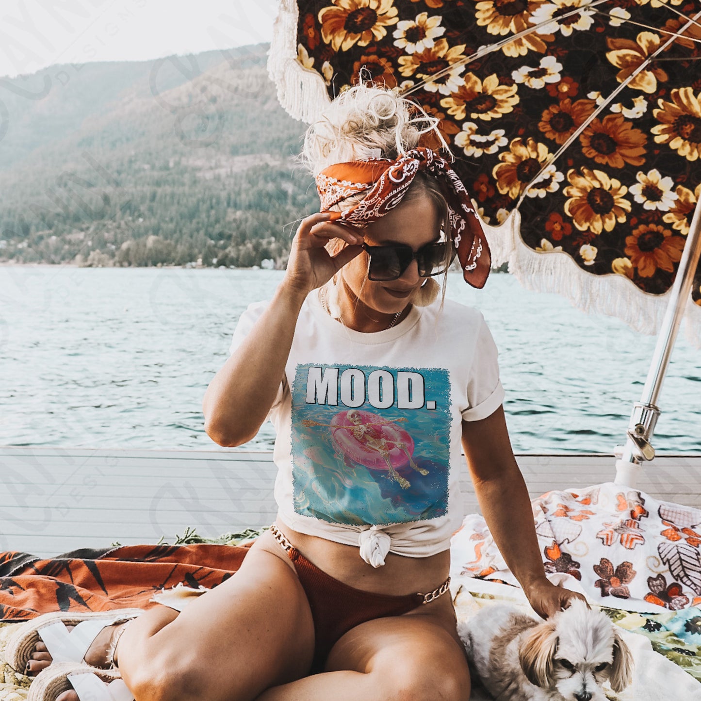 Mood Sublimation Design PNG Digital Download Printable Skeleton Floating Summer