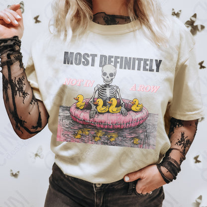 Most Definitely Not in a Row Sublimation Design PNG Digital Download Printable Skeleton Floating Summer Ducks