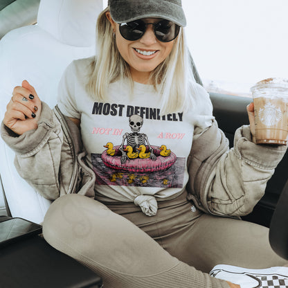 Most Definitely Not in a Row Sublimation Design PNG Digital Download Printable Skeleton Floating Summer Ducks