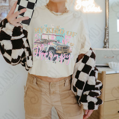 My Kind of Therapy Sublimation Design PNG Digital Download Printable Cheetah 4x4 Watercolor