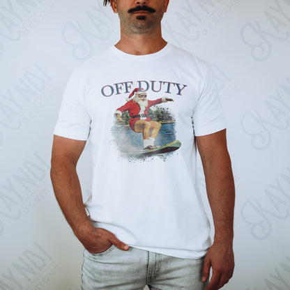 Off Duty Sublimation Design PNG Digital Download Printable Surfing Santa