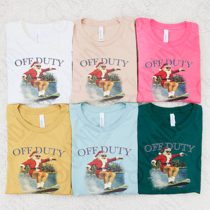 Off Duty Sublimation Design PNG Digital Download Printable Surfing Santa