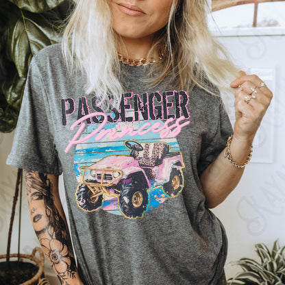 Passenger Princess Sublimation Design PNG Digital Download Printable 4x4 ATV Cheetah Pink