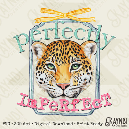 Perfectly Imperfect Sublimation Design PNG Digital Download Printable Cheetah Bow Preppy