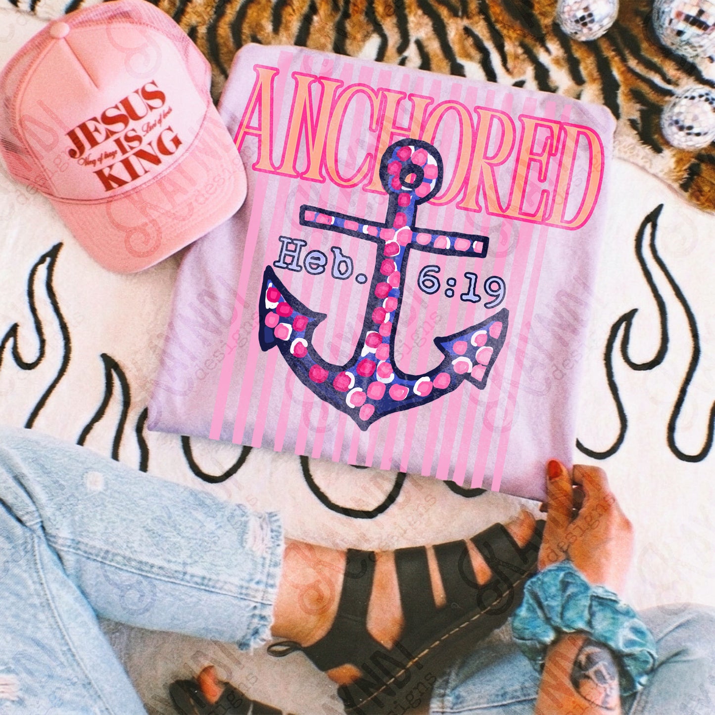 Anchored Hebrews 6:19 PNG Digital Download Sublimation DTF Print Southern Preppy Faith Anchor