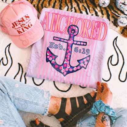 Anchored Hebrews 6:19 PNG Digital Download Sublimation DTF Print Southern Preppy Faith Anchor