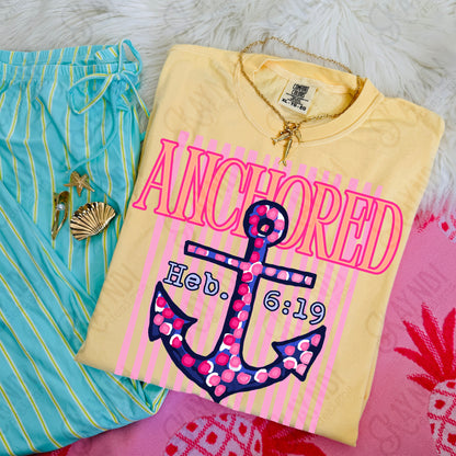 Anchored Hebrews 6:19 PNG Digital Download Sublimation DTF Print Southern Preppy Faith Anchor