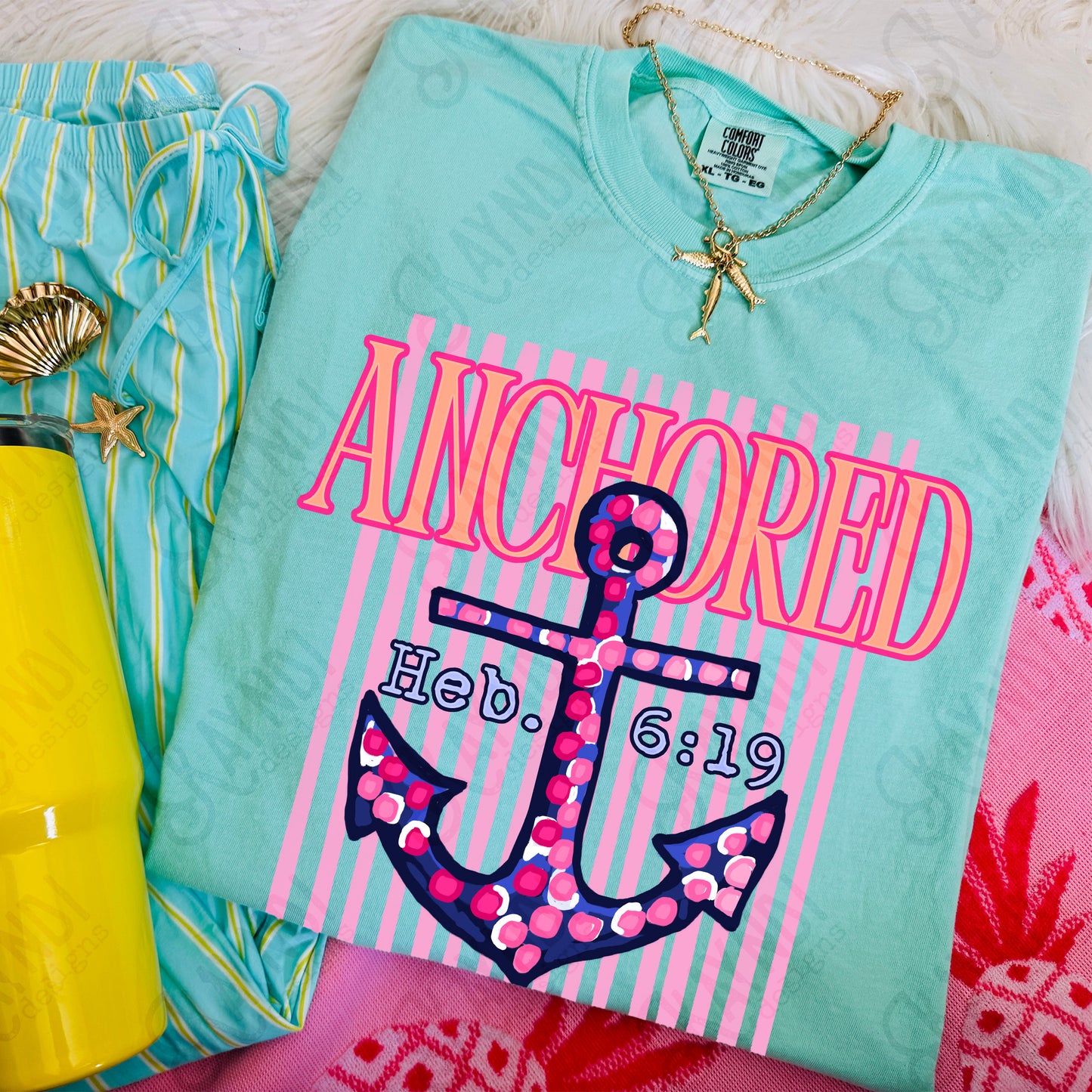 Anchored Hebrews 6:19 PNG Digital Download Sublimation DTF Print Southern Preppy Faith Anchor