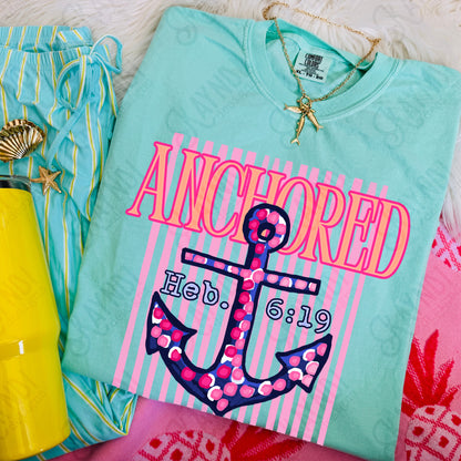 Anchored Hebrews 6:19 PNG Digital Download Sublimation DTF Print Southern Preppy Faith Anchor