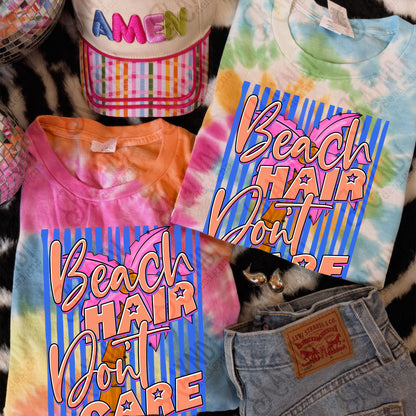 Beach Hair Don't Care PNG Digital Download Sublimation DTF Print Southern Preppy Neon Stripe