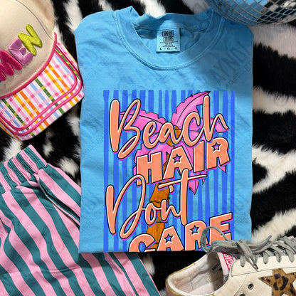 Beach Hair Don't Care PNG Digital Download Sublimation DTF Print Southern Preppy Neon Stripe