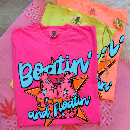Boatin' and Floatin' Pink Orange PNG Digital Download Sublimation DTF Print Summer Boat Star