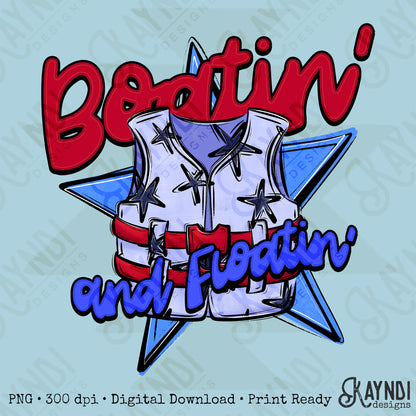 Boatin' and Floatin' Red Blue PNG Digital Download Sublimation DTF Print Summer Boat Star