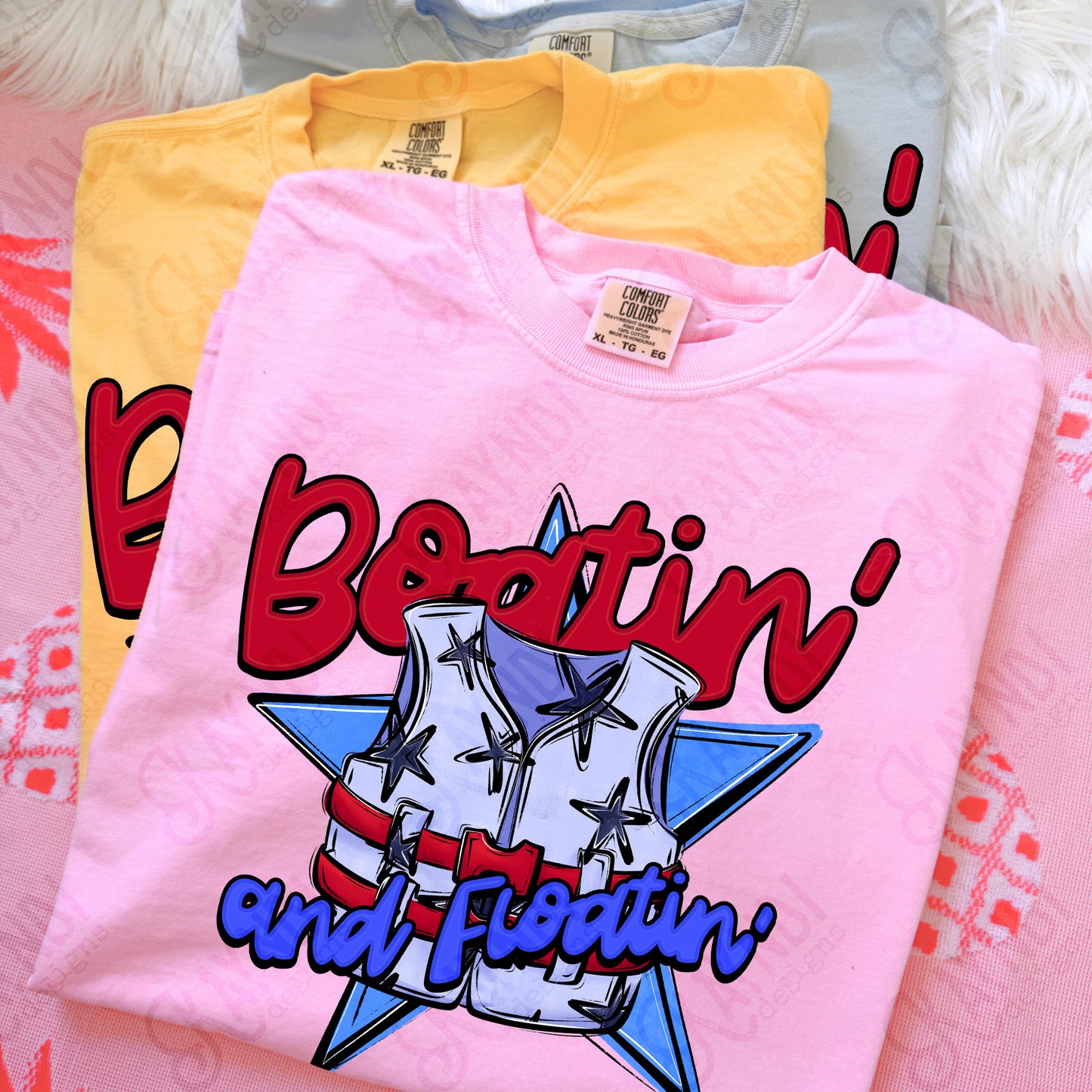 Boatin' and Floatin' Red Blue PNG Digital Download Sublimation DTF Print Summer Boat Star