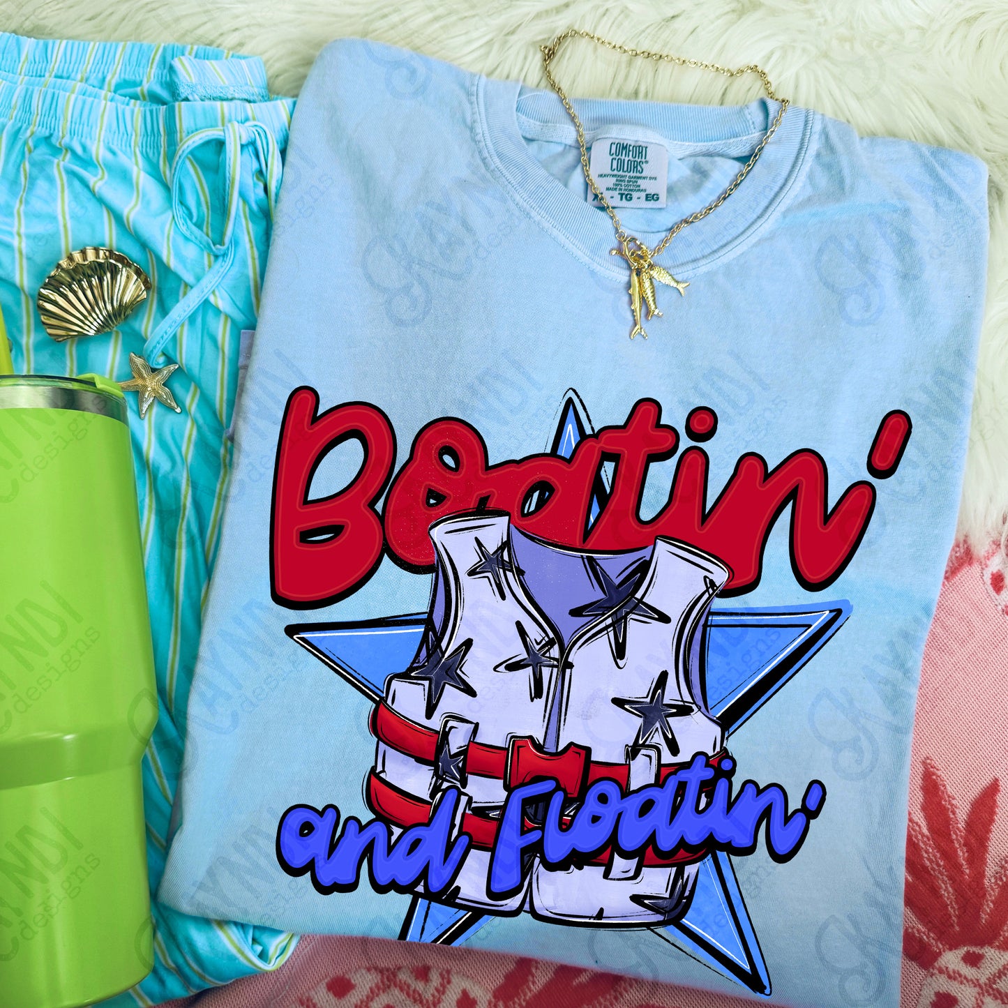 Boatin' and Floatin' Red Blue PNG Digital Download Sublimation DTF Print Summer Boat Star