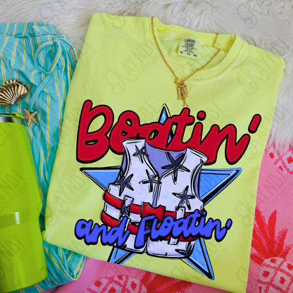 Boatin' and Floatin' Red Blue PNG Digital Download Sublimation DTF Print Summer Boat Star