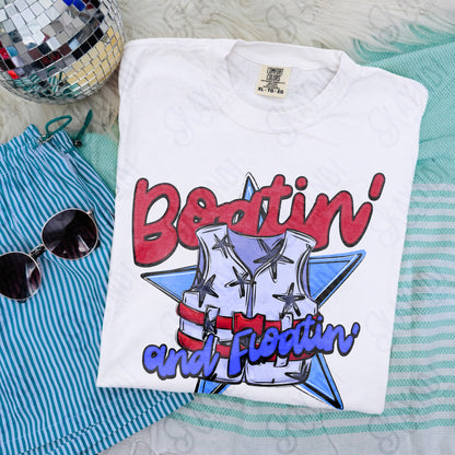 Boatin' and Floatin' Red Blue PNG Digital Download Sublimation DTF Print Summer Boat Star