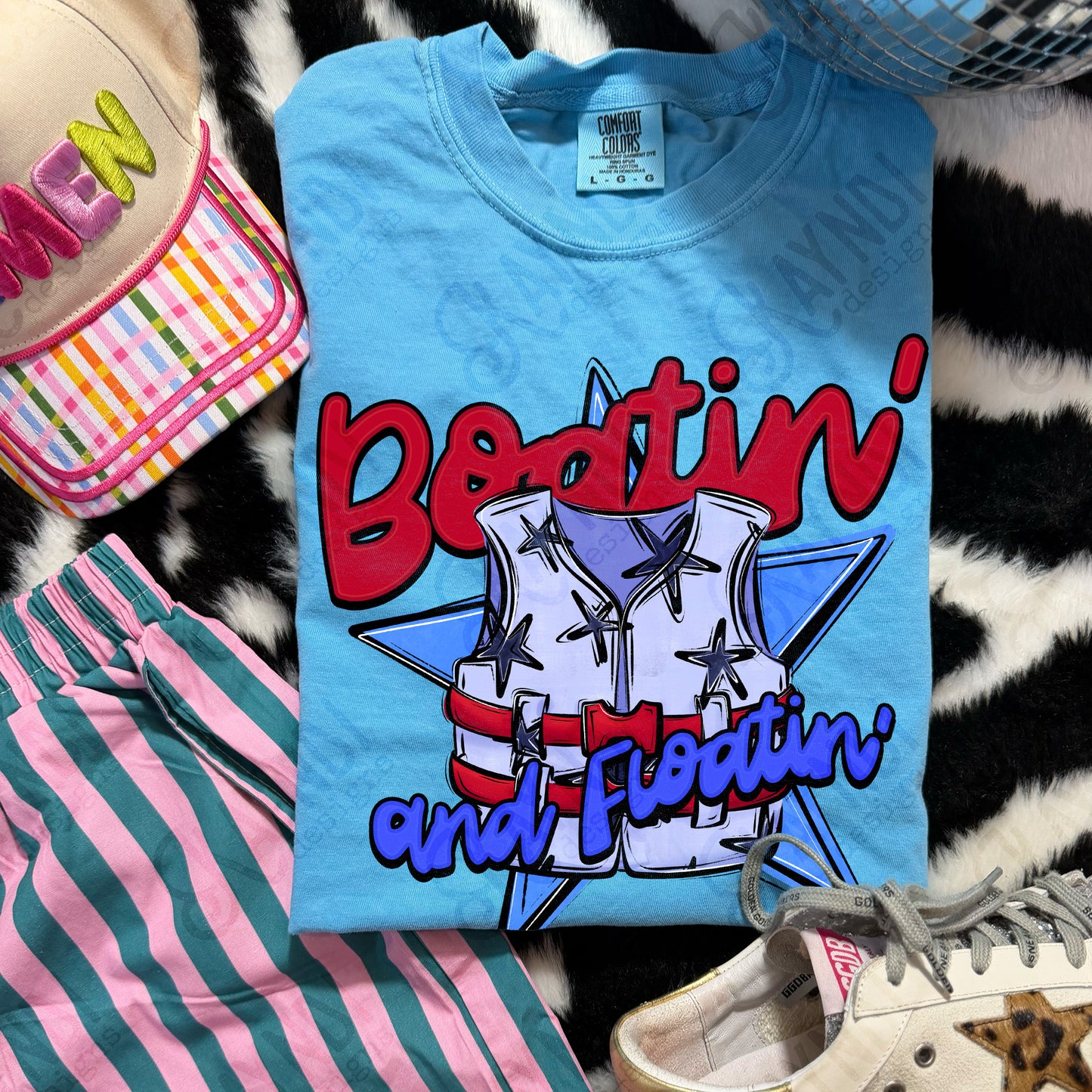 Boatin' and Floatin' Red Blue PNG Digital Download Sublimation DTF Print Summer Boat Star