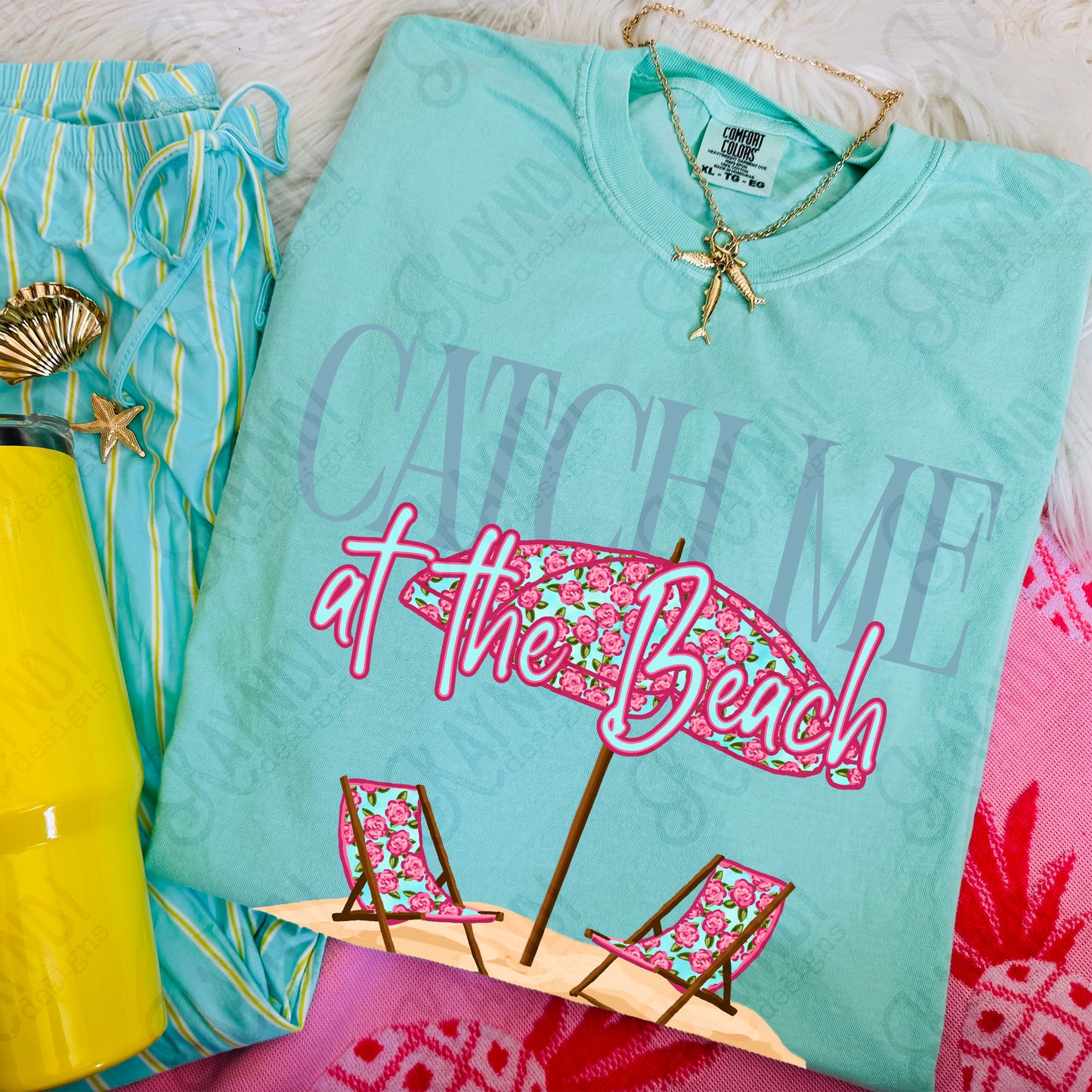 Catch Me at the Beach PNG Digital Download Sublimation DTF Print Summer Floral Beachy Vibes Relax