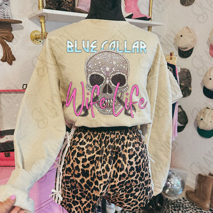 Collar Wife Life PNG Digital Download Sublimation DTF Print Studded Gemstone Skull