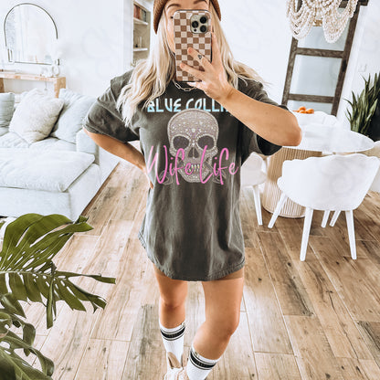 Collar Wife Life PNG Digital Download Sublimation DTF Print Studded Gemstone Skull