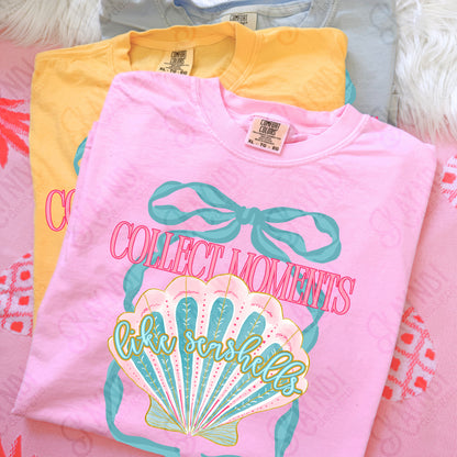 Collect Moments like Seashells PNG Digital Download Sublimation DTF Print Southern Preppy Beachy Ribbon