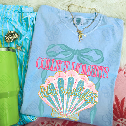 Collect Moments like Seashells PNG Digital Download Sublimation DTF Print Southern Preppy Beachy Ribbon