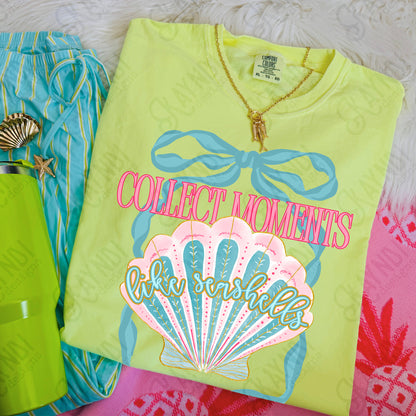 Collect Moments like Seashells PNG Digital Download Sublimation DTF Print Southern Preppy Beachy Ribbon