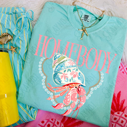 Homebody Hermit Crab PNG Digital Download Sublimation DTF Print Pastel Preppy Beachy