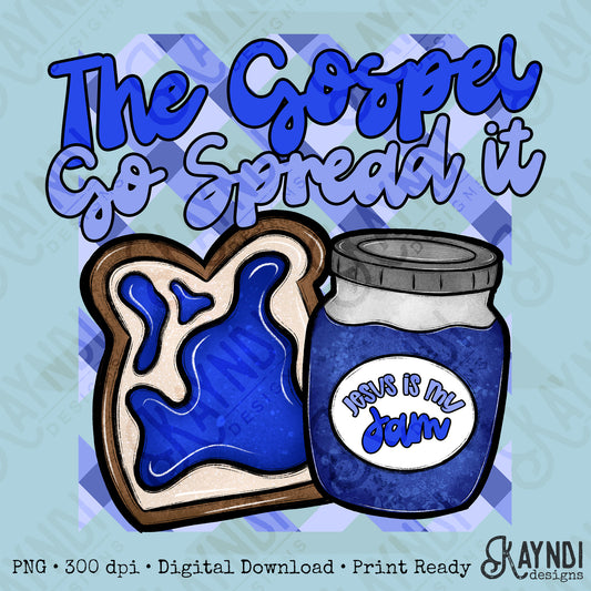 Jesus is my Jam Blueberry PNG Digital Download Sublimation DTF Print Faith Blue Spread Gospel