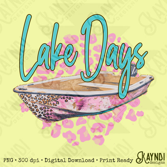 Lake Days Boat PNG Digital Download Sublimation DTF Print Summer Relax
