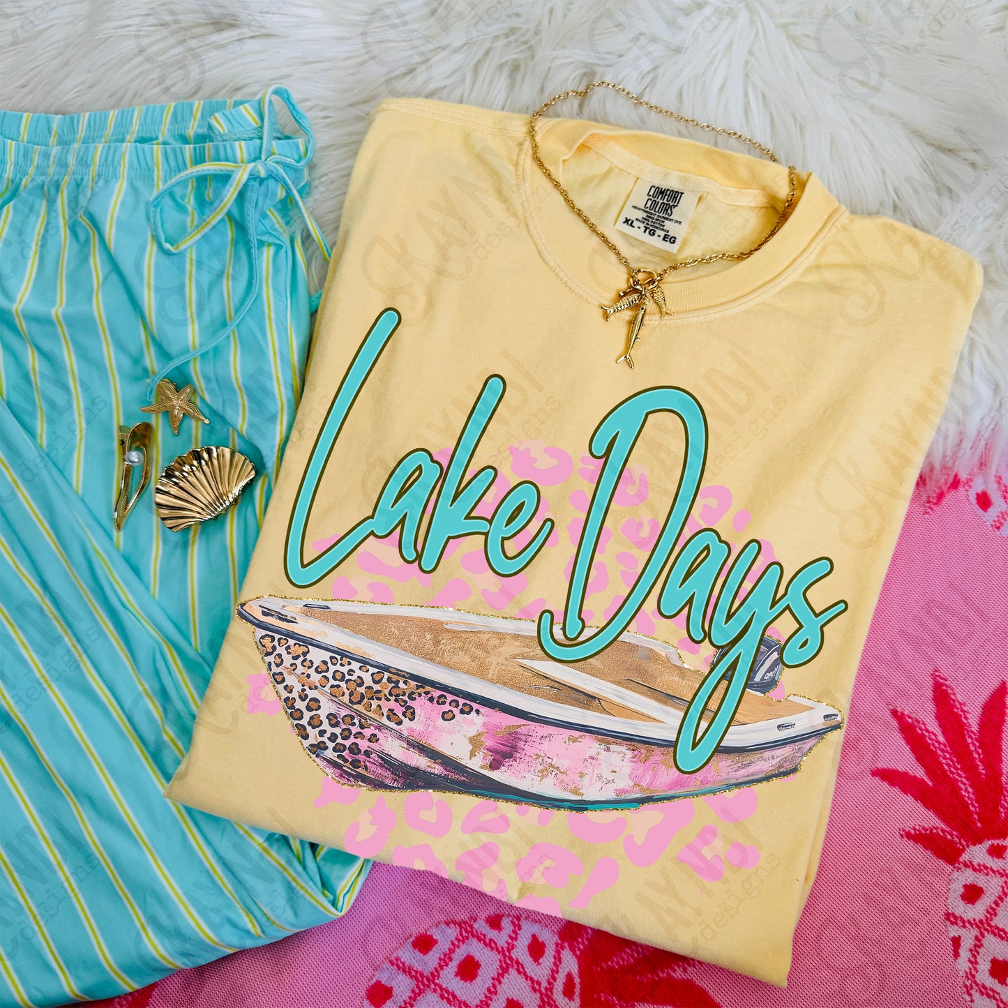 Lake Days Boat PNG Digital Download Sublimation DTF Print Summer Relax