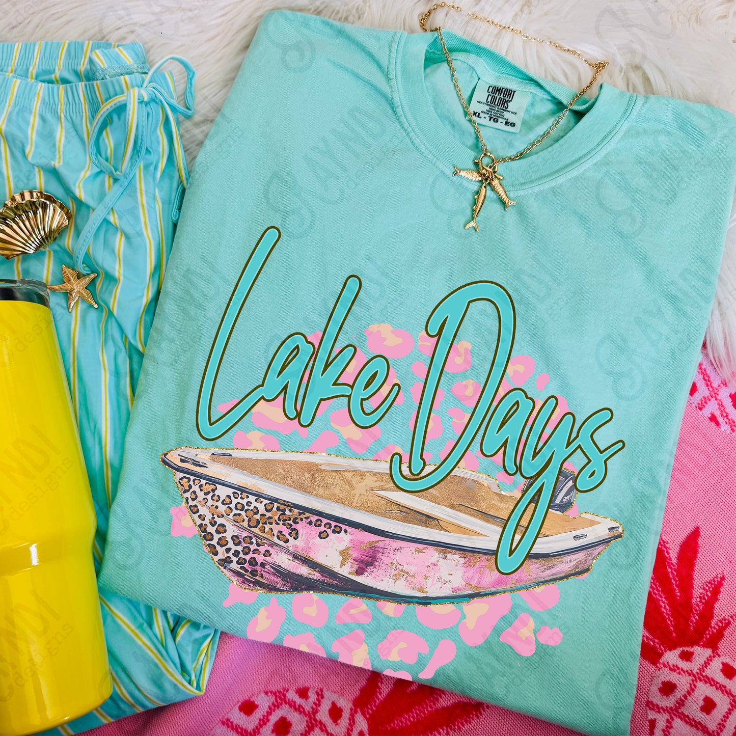 Lake Days Boat PNG Digital Download Sublimation DTF Print Summer Relax