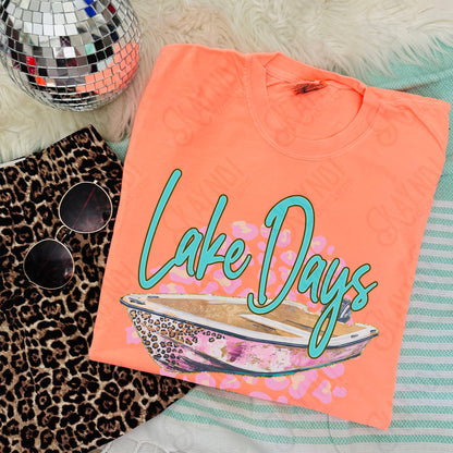 Lake Days Boat PNG Digital Download Sublimation DTF Print Summer Relax