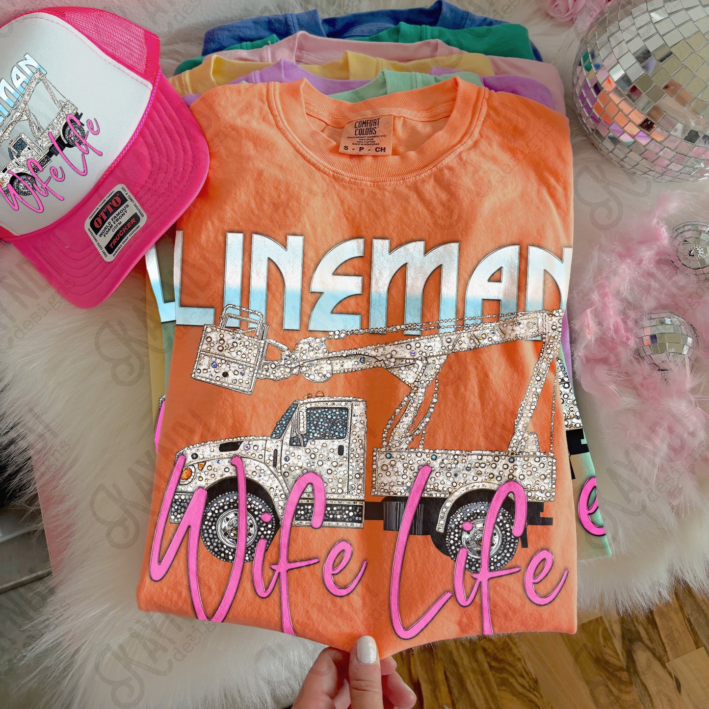Lineman Wife Life PNG Digital Download Sublimation DTF Print Studded Rhinestone Bucket Truck