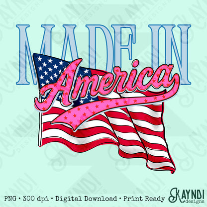 Made in America PNG Digital Download Sublimation DTF Print American Flag Patriotic