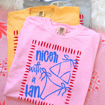 Nicer with a Tan PNG Digital Download Sublimation DTF Print Preppy Summer Beach Vibes