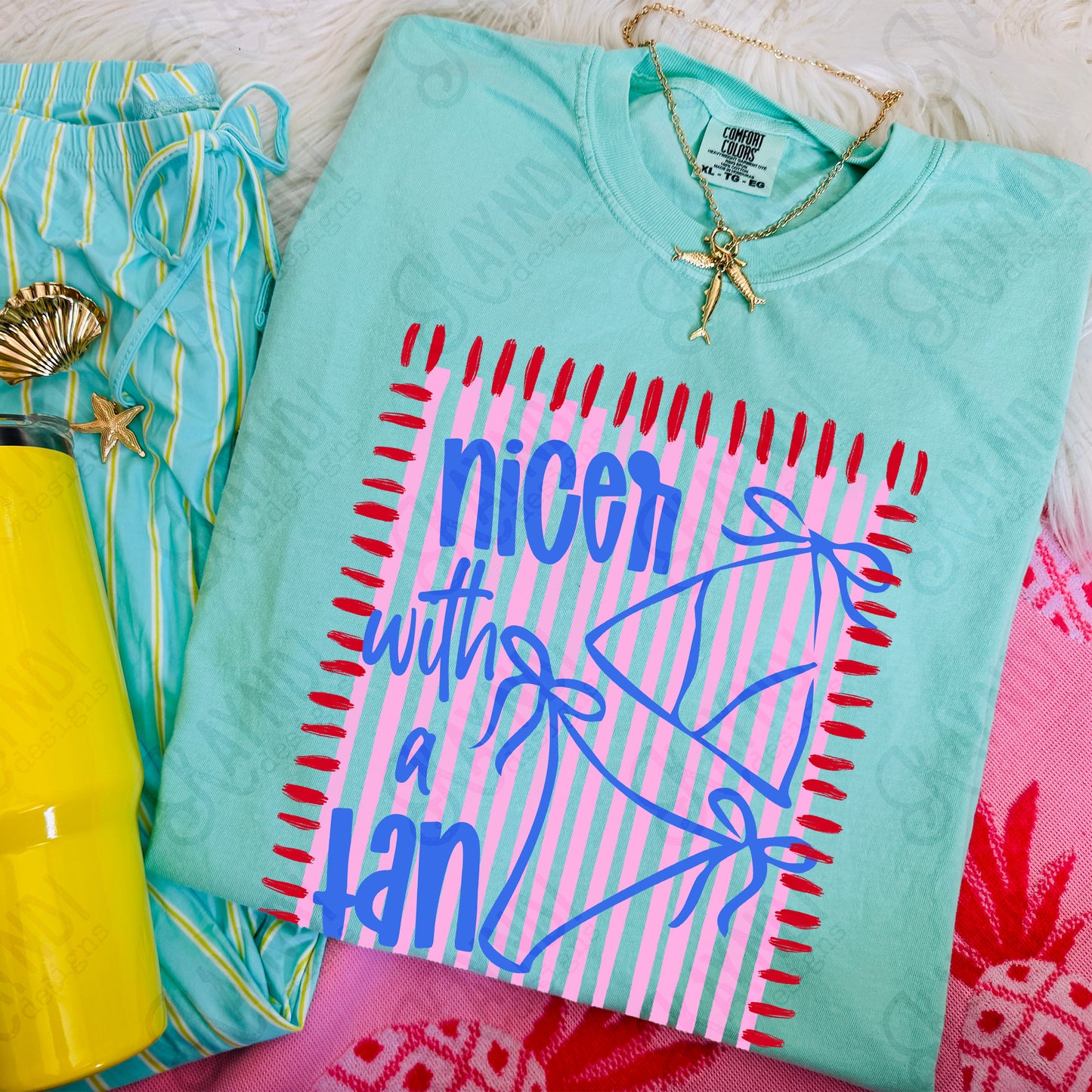 Nicer with a Tan PNG Digital Download Sublimation DTF Print Preppy Summer Beach Vibes