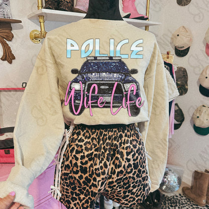 Police Wife Life PNG Digital Download Sublimation DTF Print Studded Rhinestone Car