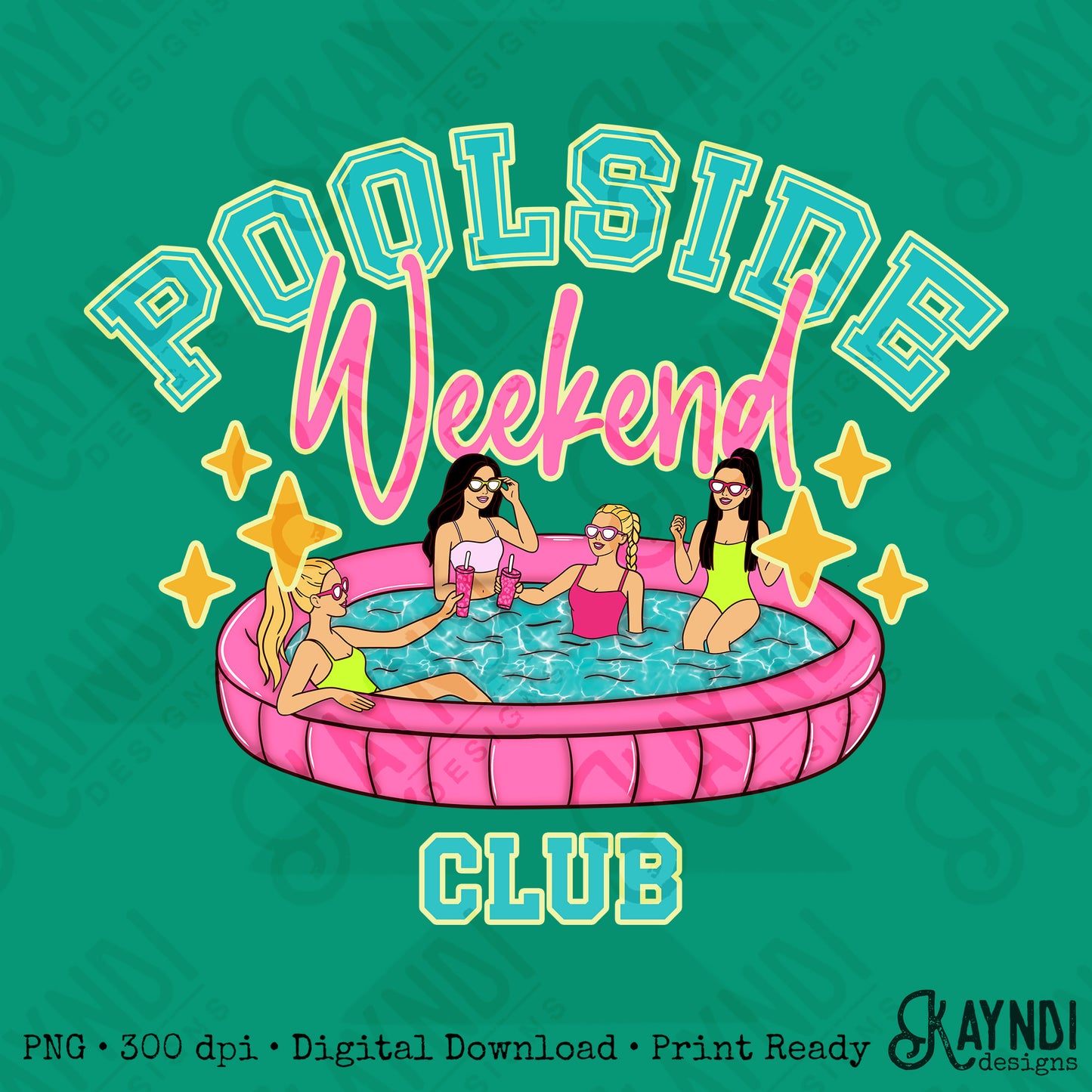 Poolside Weekend Club PNG Digital Download Sublimation DTF Print Summer Vibes Pool Swim