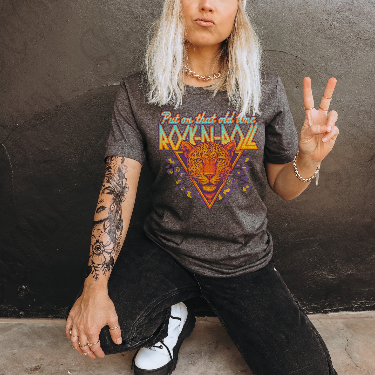 Put on That Old Time Rock N Roll PNG Digital Download Sublimation DTF Print Vintage Rock Leopard