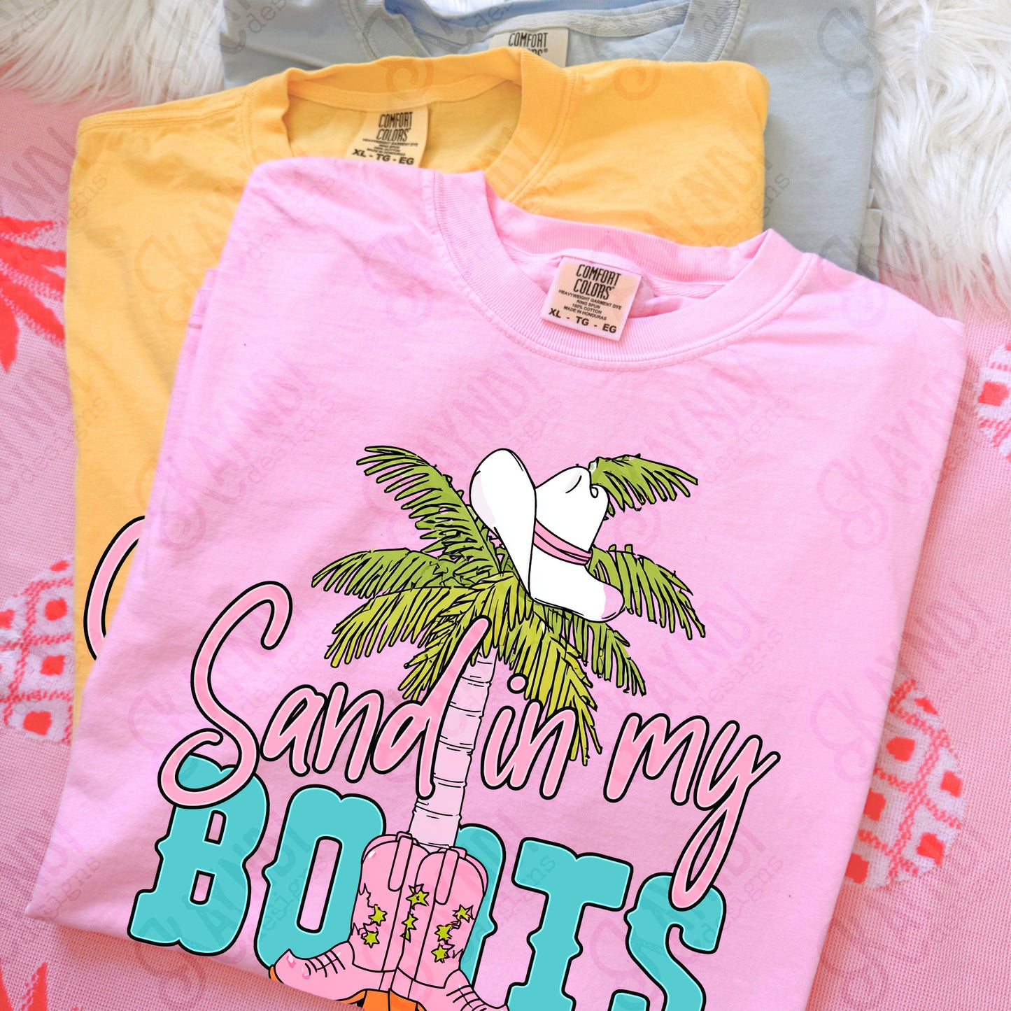 Sand in my Boots PNG Digital Download Sublimation DTF Print Beach Vibes Cowgirl Palm Tree